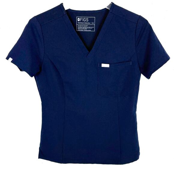FIGS Womens Casma Classic Fit 3-Pocket V-Neck Scrub Top Blue Short Sleeve XS - Picture 1 of 7